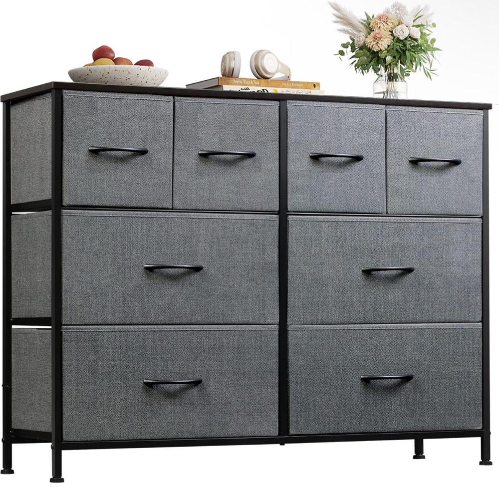 Amazon Gray Storage Dresser with Black Frame